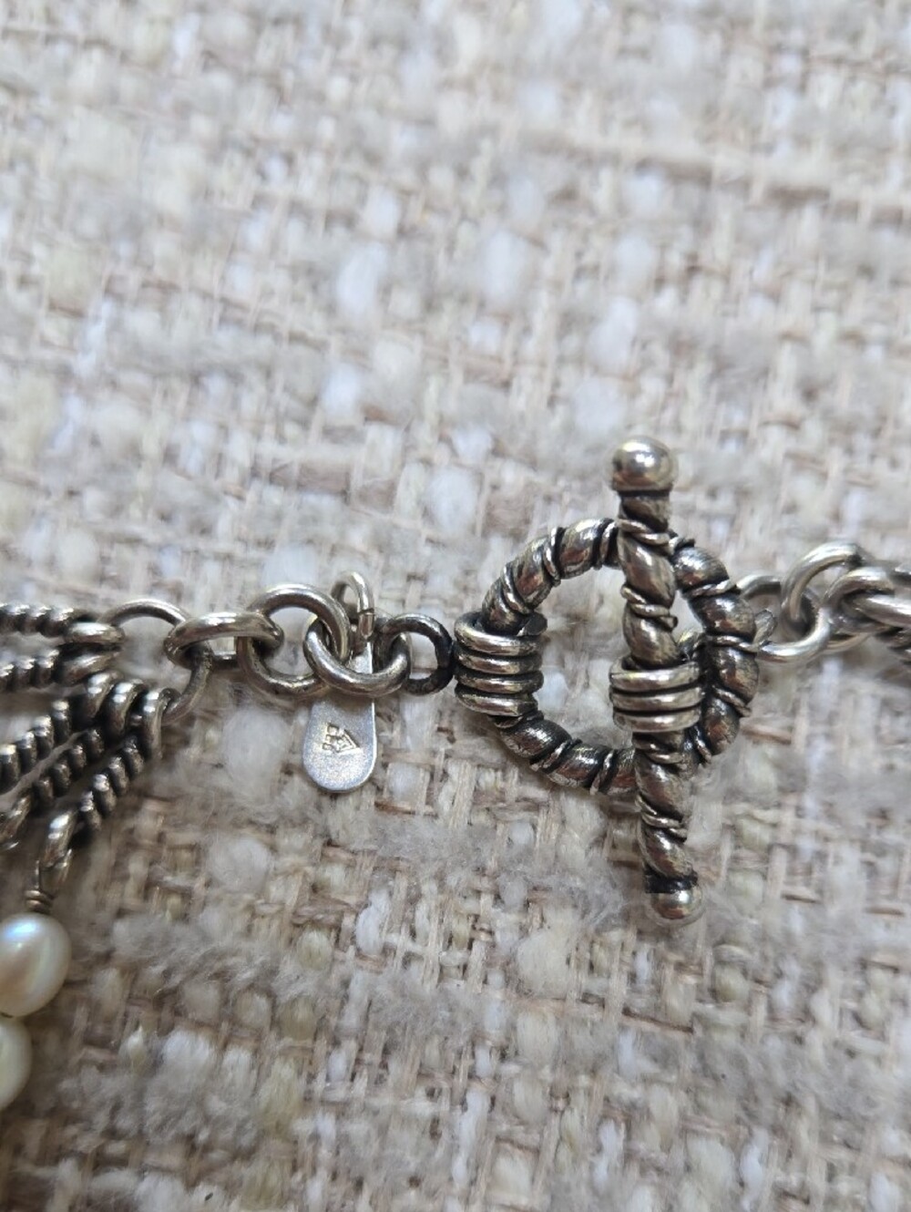 vintage Silpada White Pearl Multi-Strand Necklace with Silver Accents - Picture 4 of 9